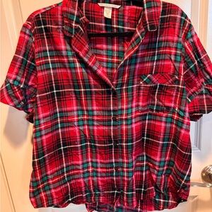 Victoria's Secret Red and Green Plaid Shirt